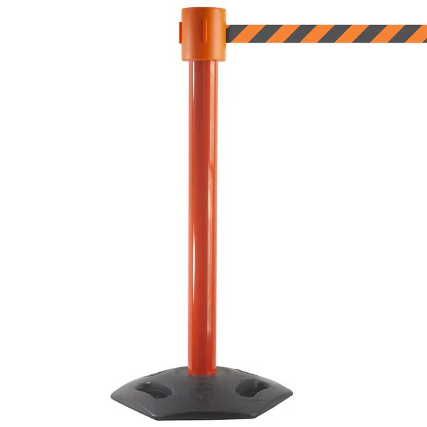 WeatherMaster 335, Orange, 25' Yellow/Black CLEANING IN PROGRESS Belt, Queue Solutions, Mfr#: WMR335O-YBCIP250